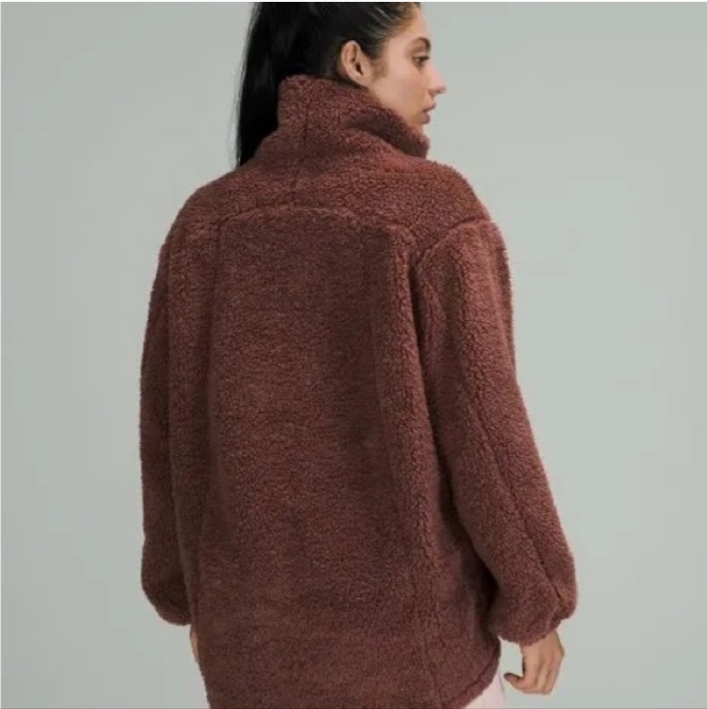 Lululemon Warmth Restore Sherpa Long Pullover Funnel Neck Sweater Smokey Topaz 6 - Picture 3 of 15